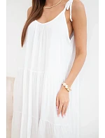 Dámské viskózové šaty na model 22141206 ramínkách bílá - K-Fashion