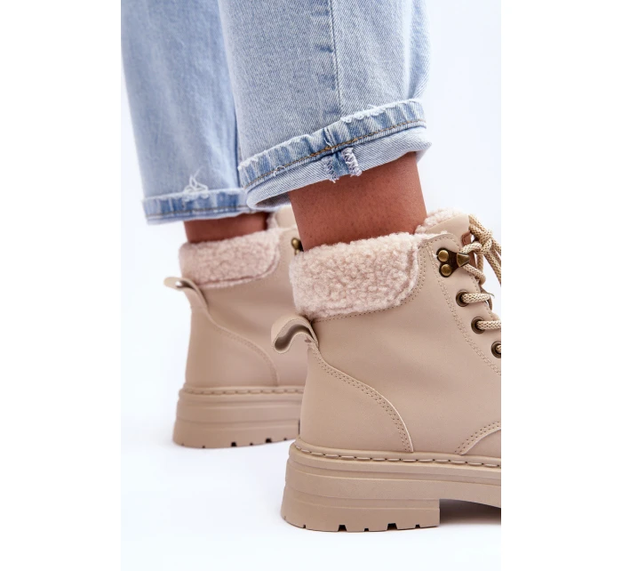 Dámské kožené trapery světle béžové model 21631395 - Boto Dámské kožené trapery světle béžové model 21631395 - Boto