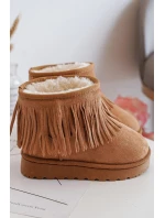 Ocieplane Botky Sněžáky Dětské s Ozdobnými Frédzlami Camel Nimia