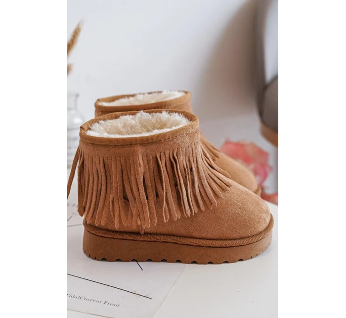 Ocieplane Botky Sněžáky Dětské s Ozdobnými Frédzlami Camel Nimia