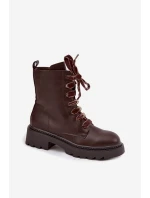 dámské boty s ozdobným šněrováním čokoládové model 21715070 - Boto