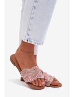 Zdobené dámské ploché nazouváky růžové Dovima Zdobené dámské ploché nazouváky růžové Dovima