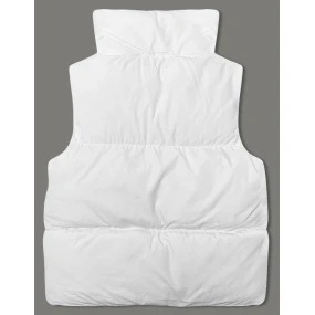 Bílá péřová dámská vesta se stojáčkem (5M3150-281)