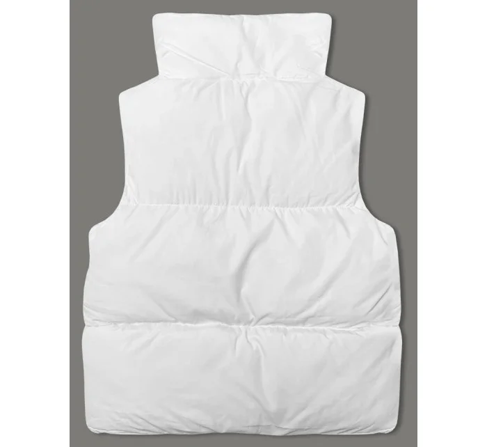Bílá péřová dámská vesta se stojáčkem (5M3150-281)