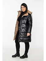 Černobéžová hrubší oboustranná dámská zimní bunda model 21247459 - MELYA MELODY Černobéžová hrubší oboustranná dámská zimní bunda model 21247459 - MELYA MELODY
