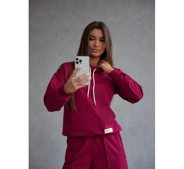 Dámský teplákový komplet ve vínové bordó barvě mikina se stojáčkem a kalhoty model 21802225 - Moon Dámský teplákový komplet ve vínové bordó barvě mikina se stojáčkem a kalhoty model 21802225 - Moon
