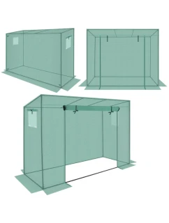 SKLENĚNÁ SKŘÍŇ PRO ZAHRADNÍ TOMATOPY 200x77x168-150CM PE ZELENÁ