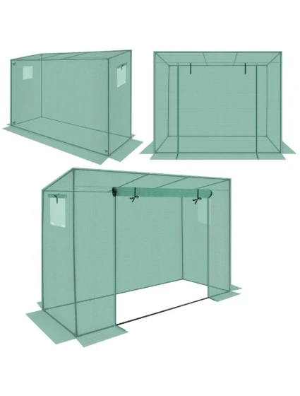 SKLENĚNÁ SKŘÍŇ PRO ZAHRADNÍ TOMATOPY 200x77x168-150CM PE ZELENÁ