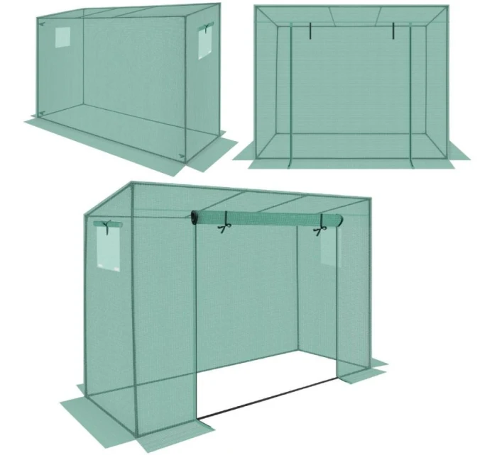 SKLENĚNÁ SKŘÍŇ PRO ZAHRADNÍ TOMATOPY 200x77x168-150CM PE ZELENÁ