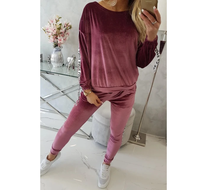 Láska velurová sada tmavě růžová Láska velurová sada tmavě růžová