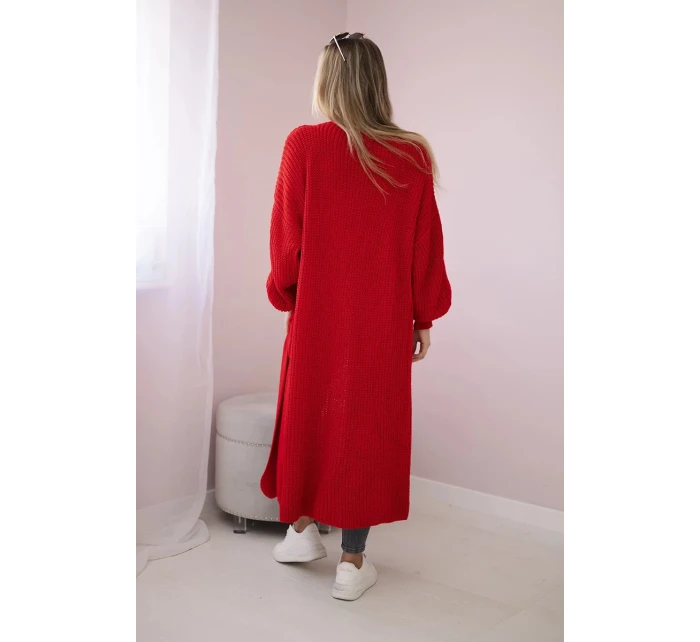 Svetr dlouhý kardigan červený Svetr dlouhý kardigan červený