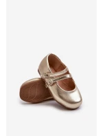 Dětské baletky s proužky zlaté Margenis Dětské baletky s proužky zlaté Margenis