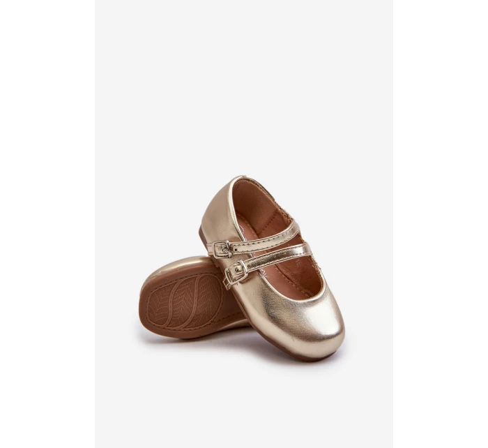 Dětské baletky s proužky zlaté Margenis Dětské baletky s proužky zlaté Margenis