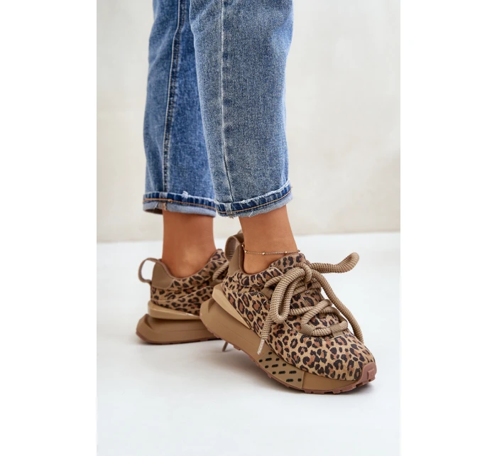 Dámské Zamszové Tenisky Na Platformě S Tlustým Šněrováním Panthera Artiker 55C0135 Hnědé