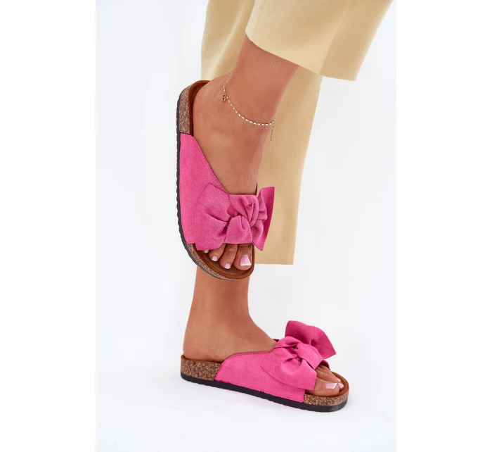 Dámské Sandály Na Korkové Podešvi S Mašlí Fuchsie model 21701455 - Boto Dámské Sandály Na Korkové Podešvi S Mašlí Fuchsie model 21701455 - Boto