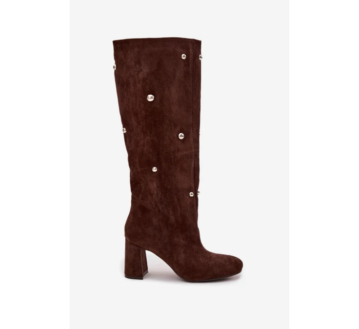 Dámské Zimní Kotníkové Boty Na Podpatku S Ozdobnými Detaily Čokoládové Lucinda