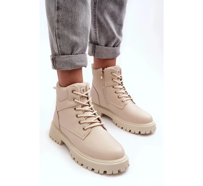 Dámské zateplené kozačky na zip Béžová Gremiva Dámské zateplené kozačky na zip Béžová Gremiva