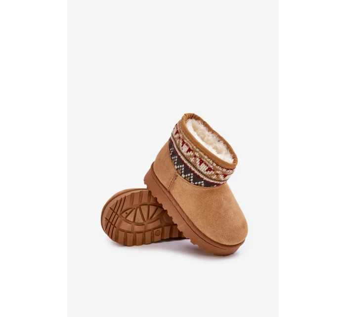 Nazouvací Dětské Sněhule Se Vzorem Vložkou Zateplené Kožíškem Camel Mirirae Nazouvací Dětské Sněhule Se Vzorem Vložkou Zateplené Kožíškem Camel Mirirae