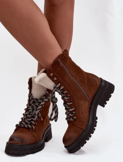 Dámské trapery z eko kůže – camel Bellora