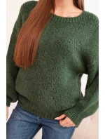 Dámský svetr z vlny s hrubým pletem a dlouhým rukávem, khaki Dámský svetr z vlny s hrubým pletem a dlouhým rukávem, khaki