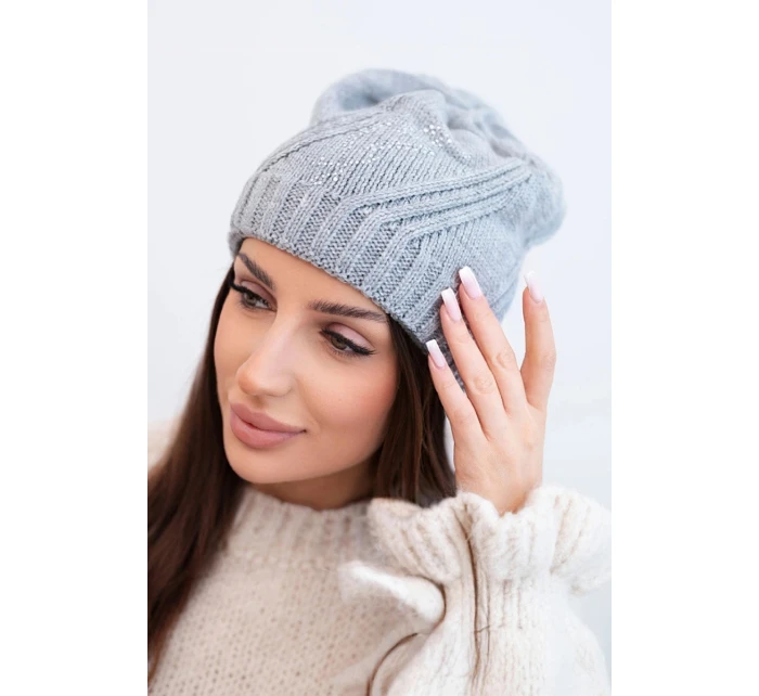 Dámská zimní vlněná čepice s ozdobnými krystalky K399 černá