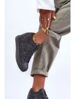 Dámské Kožené Tenisky Na Koturnu Big Star MM274005 Šedé Dámské Kožené Tenisky Na Koturnu Big Star MM274005 Šedé