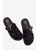 Dámské pantofle s pásky a zlatým sponou Černé model 21943458 - Boto