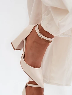 Lodičky na podpatku z imitace kůže světle béžové model 22122757 - Boto