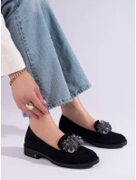 Jedinečné  polobotky dámské černé bez podpatku