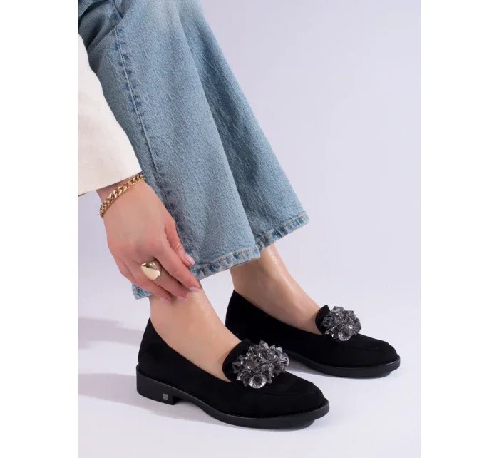 Jedinečné  polobotky dámské černé bez podpatku