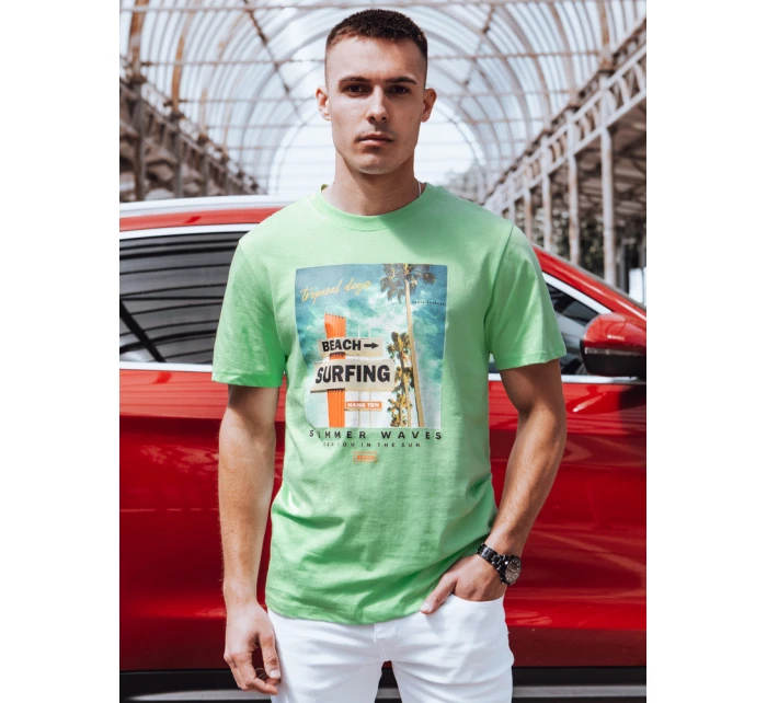 Pánské zelené tričko s potiskem FashionStreet RX5498