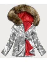Stříbrná lehká dámská zimní metalická bunda (721art) Stříbrná lehká dámská zimní metalická bunda (721art)