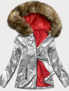 Lehká stříbrná dámská metalická zimní bunda (721ART)
