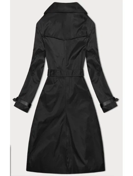 Dlouhý černý dámský kabát s opaskem model 19717943 - HONEY WINTER