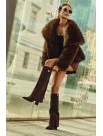 Kozačky Eko Podpatky Na Zip Zateplené  Čokoládové model 21704760 - Boto