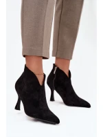 Nízké dámské kotníkové boty na jehlovém podpatku semiš černé model 21709922 - Boto Nízké dámské kotníkové boty na jehlovém podpatku semiš černé model 21709922 - Boto