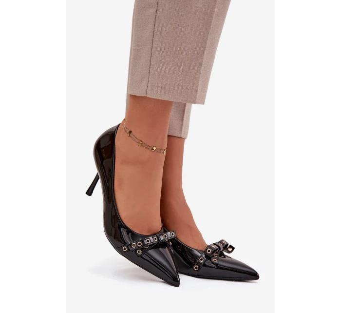 Lakované lodičky s mašlí Černé model 21757621 - Boto