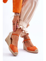Suede Espadrilky sandály na klínu oranžove Cammer