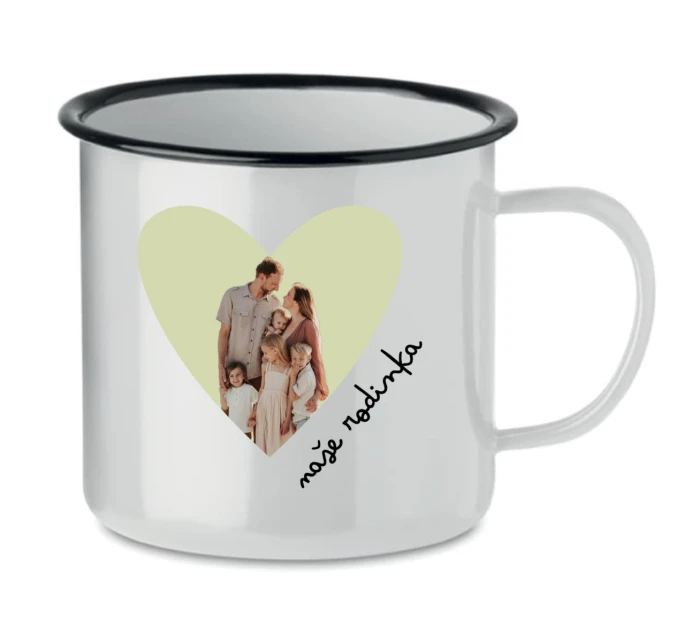 Personalizovaný retro plecháček s výřezem fotky na podkladu