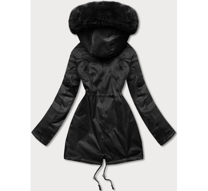 Černá dámská zimní bunda s kožešinovou podšívkou (B550-1)
