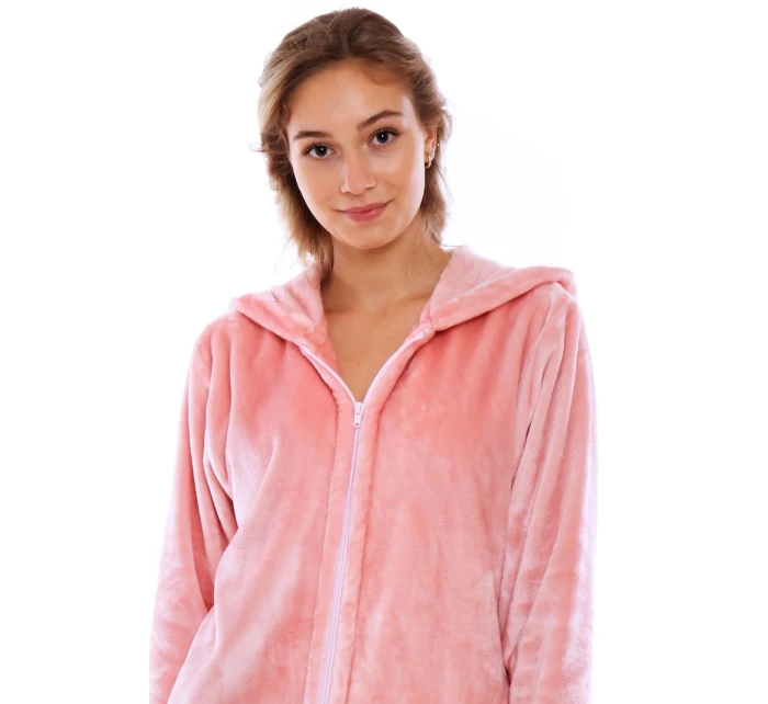 Pánský župan Siena s kapucí na zip 3656 růžová perla - Vestis