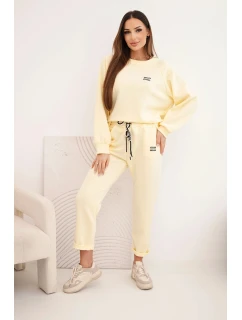 Dámská souprava z viskózy s mikinou a kalhotami žlutý