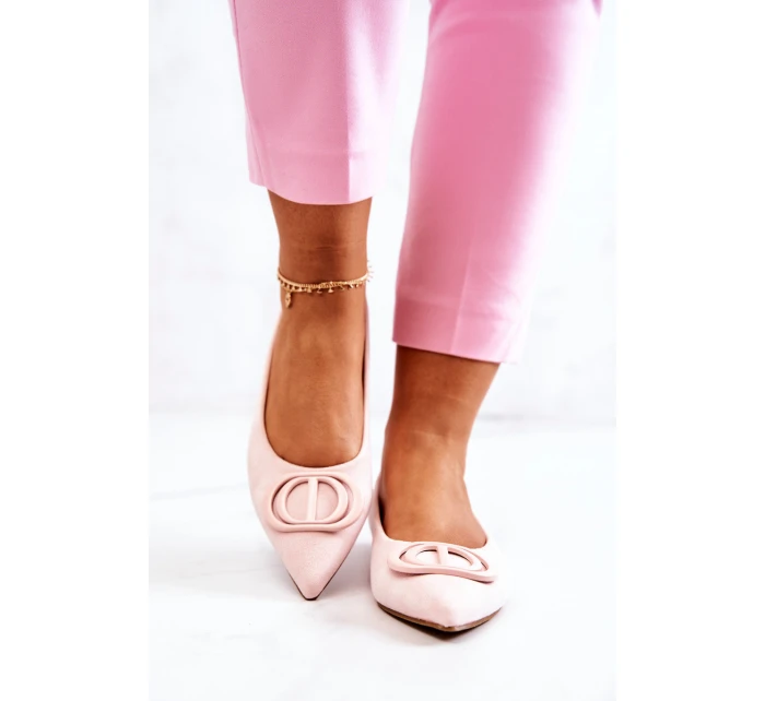 Semišové baleríny světle Růžové model 21572188 - Boto