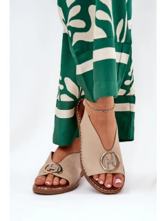 Ploché elegantní sandály s ozdobou béžové Iseliria