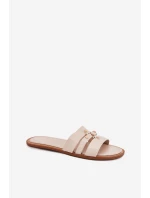 Ploché Dámské Pantofle Se Zlatým Detalem Béžové model 21700067 - Boto