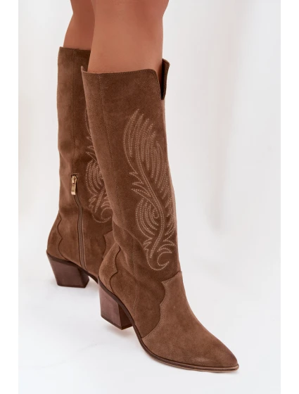 Semišové Kožené Na Podpatku  Béžové model 22031651 - Zazoo