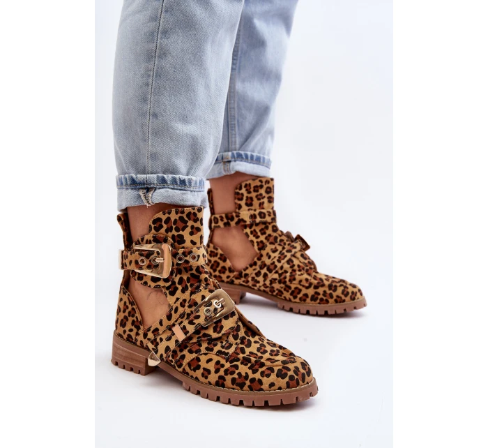 Dámské Kotníkové Boty Lu Boo Semišové s vykrojením Leopard Rock Girl Dámské Kotníkové Boty Lu Boo Semišové s vykrojením Leopard Rock Girl