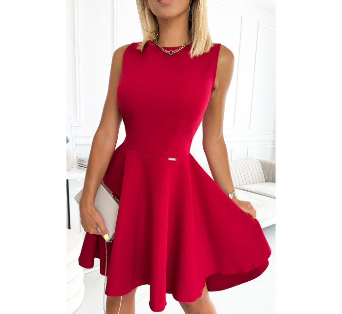 Elegantní šaty s delšími zády Numoco - červené se třpytky