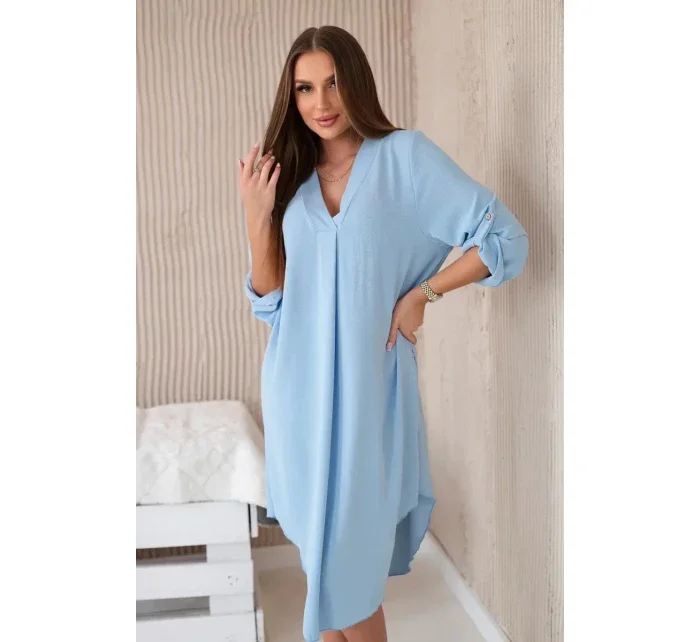 Modré šaty s výstřihem do V 28477 svetle modré - Kesi