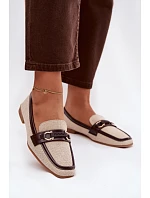 Dámské mokasíny Loafersy H8-515 hnědo-bežové -  Evelora